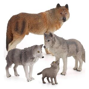 NEW Fantarea 4 PCS Realistic Wild Life Wolf Figures Desktop Development Set Toys